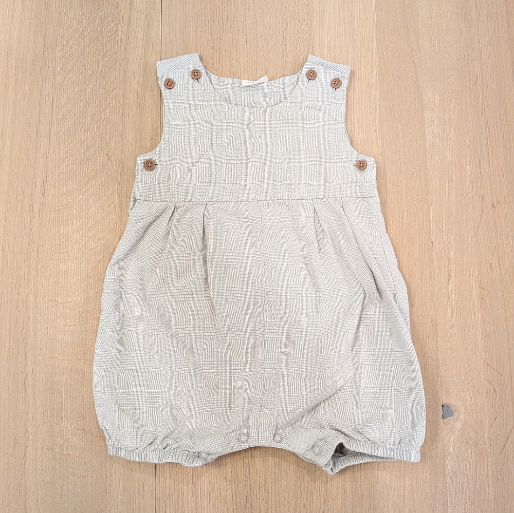 Light Gray Baby Romper with Button Accents